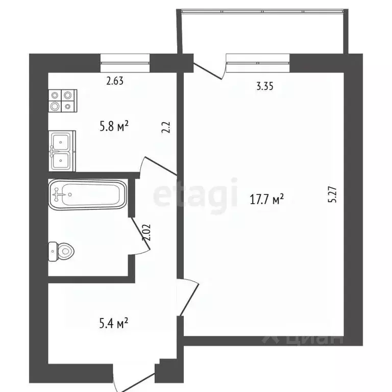 1-к кв. Московская область, Коломна городской округ, пос. Возрождение ... - Фото 2