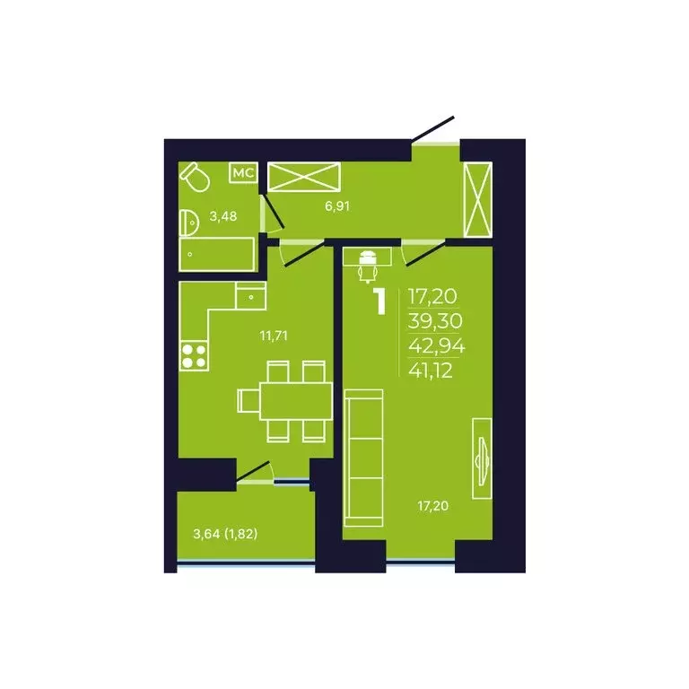 1-комнатная квартира: Уфа, улица Михаила Зайцева, 6 (41.5 м) - Фото 1