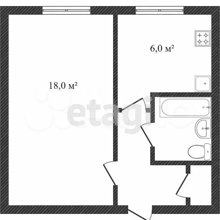 1-к. квартира, 29 м, 3/5 эт. - Фото 0