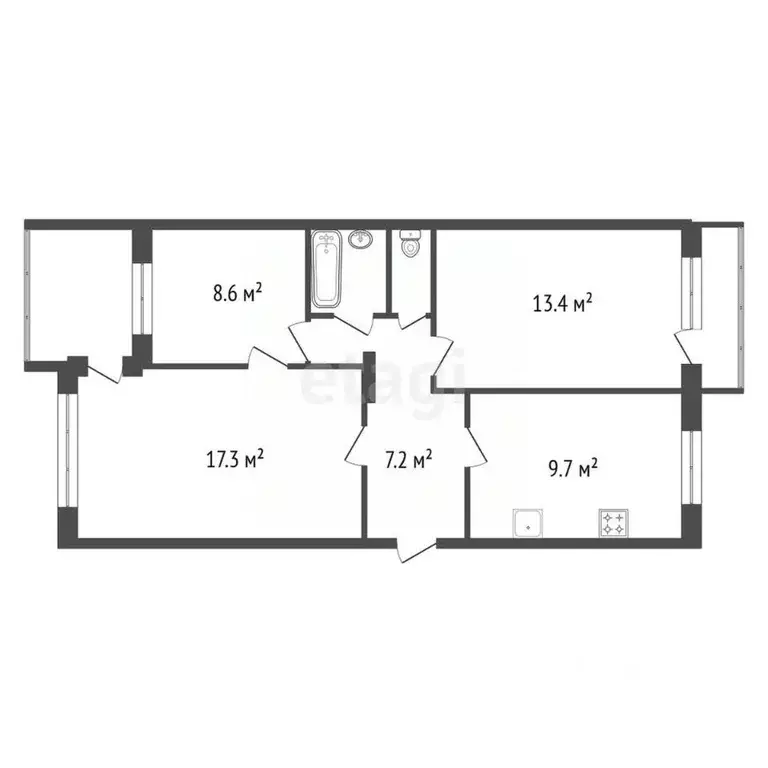 3-к кв. Красноярский край, Красноярск просп. Металлургов, 1Д (59.5 м) - Фото 2