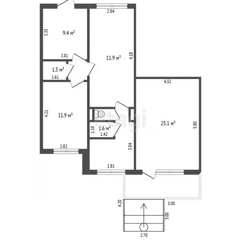 Помещение свободного назначения в Тюменская область, Тобольск 8-й мкр, ... - Фото 2