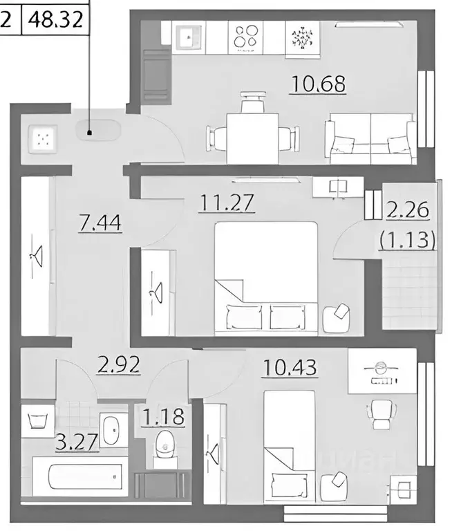2-к кв. Санкт-Петербург Пискаревский просп., 145к3 (49.8 м) - Фото 2