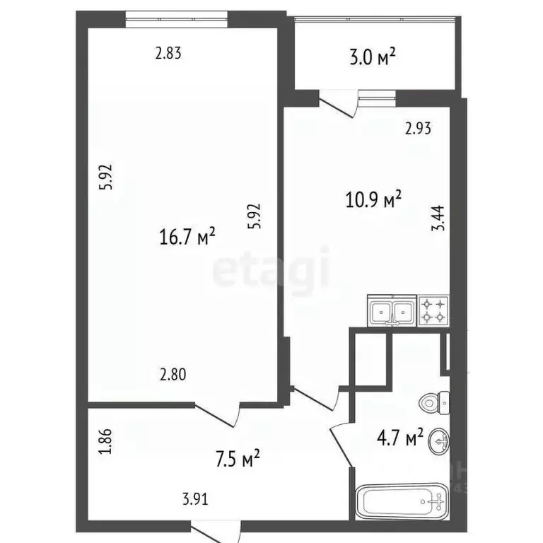 1-к кв. Санкт-Петербург бул. Вилькицкий, 6 (40.0 м) - Фото 1