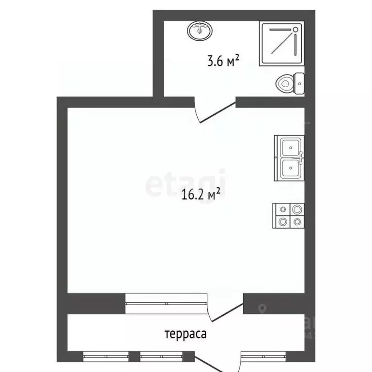 Студия Севастополь с. Орловка, ш. Качинское, 33Б (19.8 м) - Фото 2