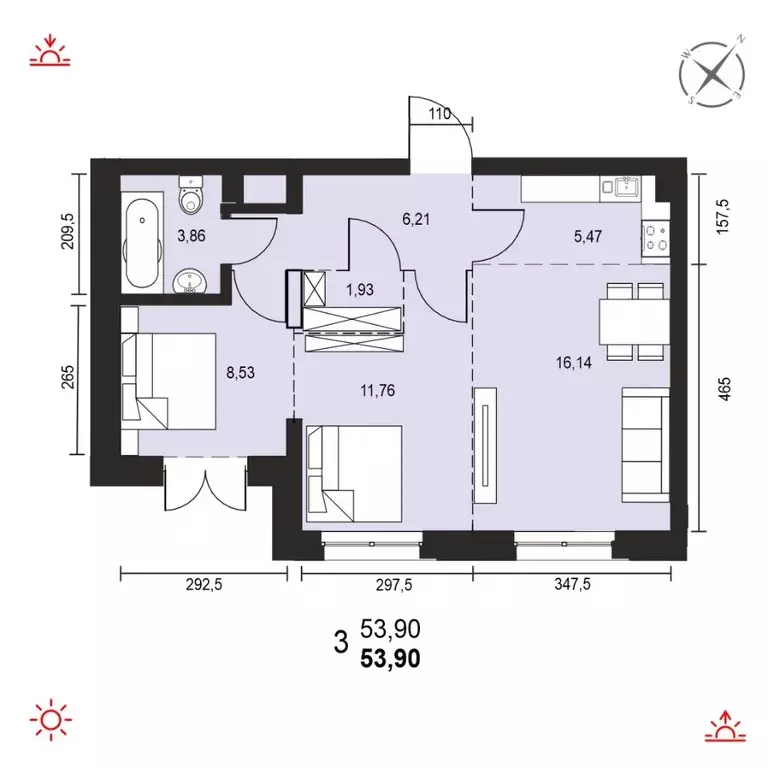 3-к кв. Иркутская область, Иркутск ул. Березовая Роща, 13Б (53.9 м) - Фото 0