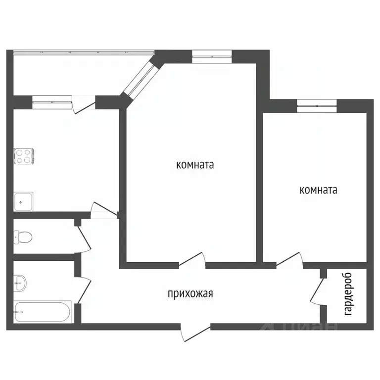 2-к кв. Ханты-Мансийский АО, Сургут ул. Профсоюзов, 34 (57.7 м) - Фото 1