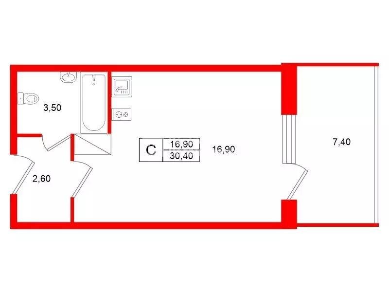 Квартира-студия: Кудрово, Солнечная улица, 10к2 (30.4 м) - Фото 0