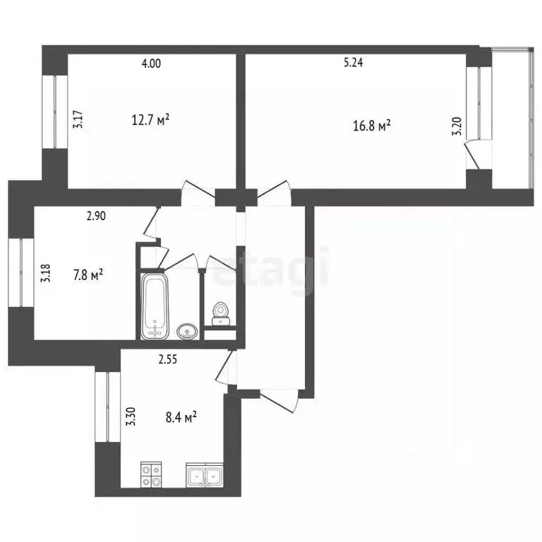 3-к кв. Белгородская область, Белгород ул. Победы, 73 (61.8 м) - Фото 2