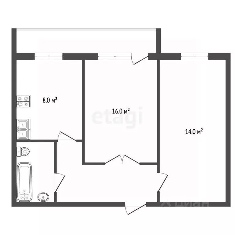 2-к кв. Свердловская область, Екатеринбург бул. Тбилисский, 3 (47.2 м) - Фото 2