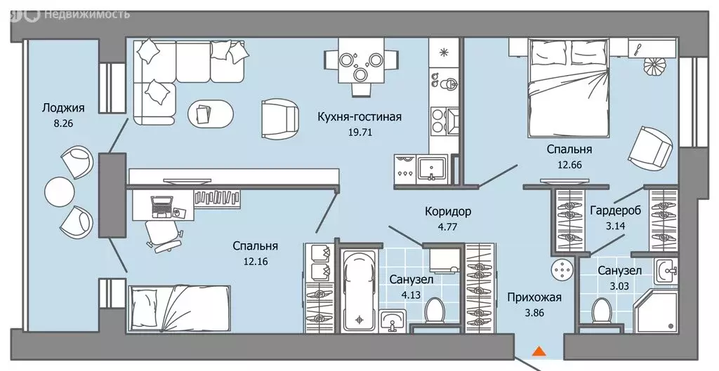 2-комнатная квартира: Пермь, улица Дзержинского, 35А (68 м) - Фото 2