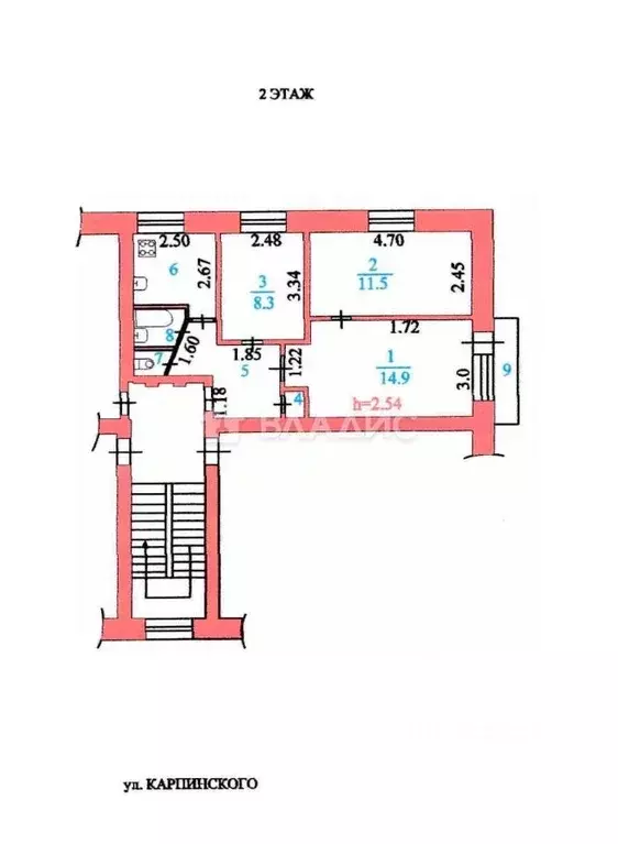 3-к кв. Пензенская область, Пенза ул. Карпинского, 7 (49.8 м) - Фото 1