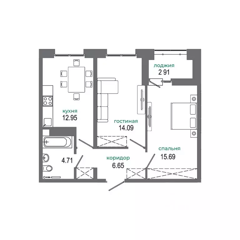 2-к кв. Иркутская область, Иркутск ул. Ивана Доронина, 9 (56.8 м) - Фото 1