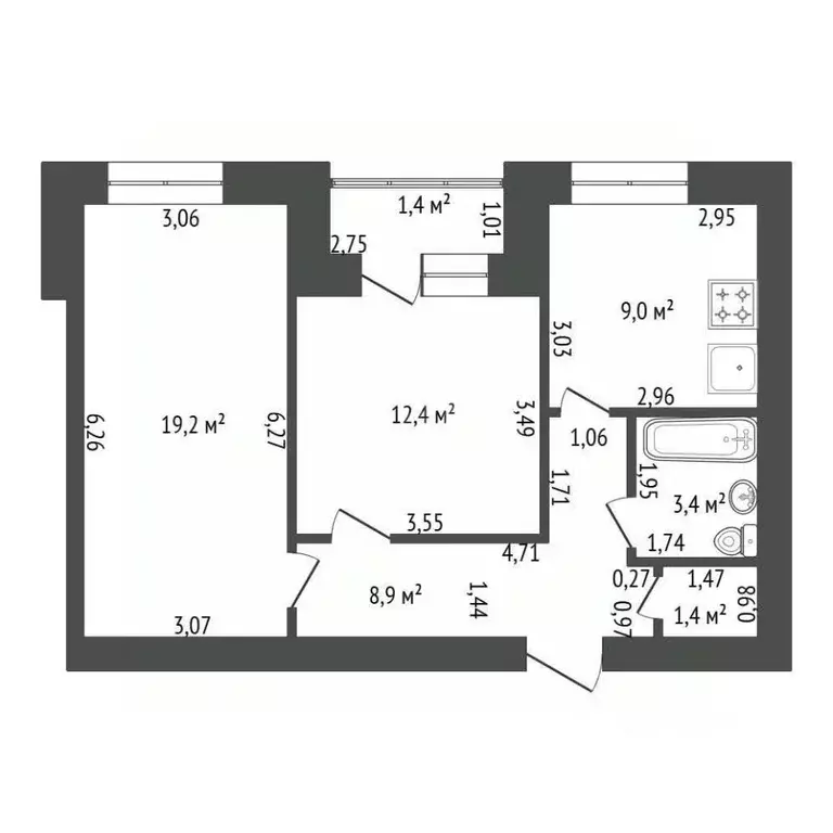 2-к кв. Башкортостан, Уфимский район, с. Миловка просп. Чижова, 3 ... - Фото 2