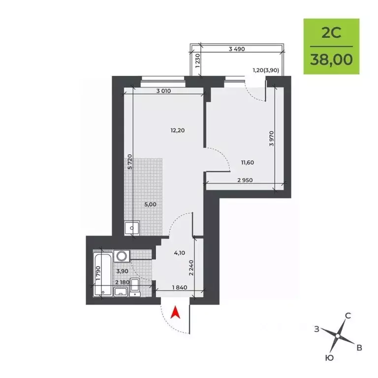 2-к кв. Новосибирская область, Новосибирск Юбилейный мкр,  (38.0 м) - Фото 0