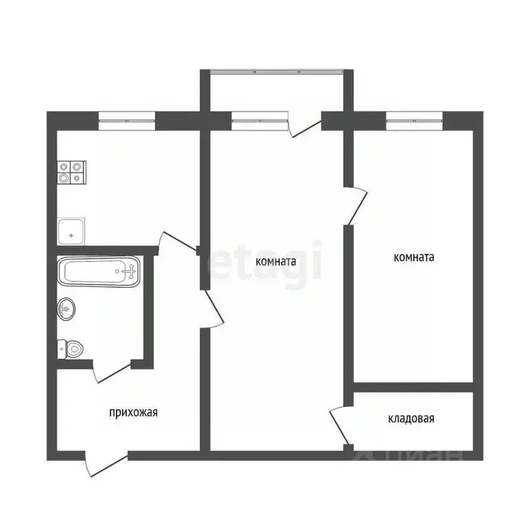 2-к кв. Кемеровская область, Киселевск ул. Унжакова, 3 (43.4 м) - Фото 1