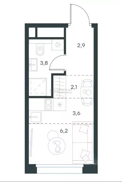 Квартира-студия: Москва, Ильменский проезд, 12 (18.5 м) - Фото 1