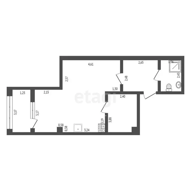 2-комнатная квартира: Заводоуковск, улица Мелиораторов, 10 (50.3 м) - Фото 1