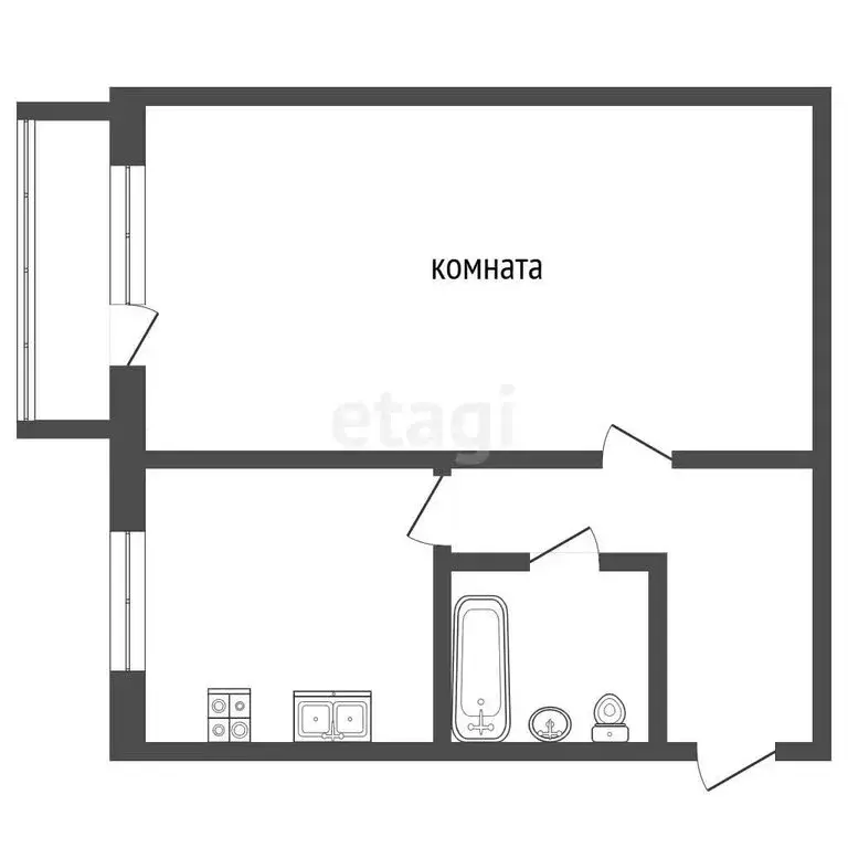 1-комнатная квартира: Заводоуковск, улица Мелиораторов, 2 (29 м) - Фото 1