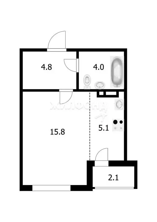 Квартира-студия: Новосибирск, улица Кирова, 276 (29.5 м) - Фото 0