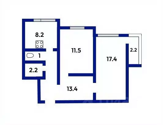 2-к кв. Санкт-Петербург просп. Авиаконструкторов, 18К3 (54.0 м) - Фото 2