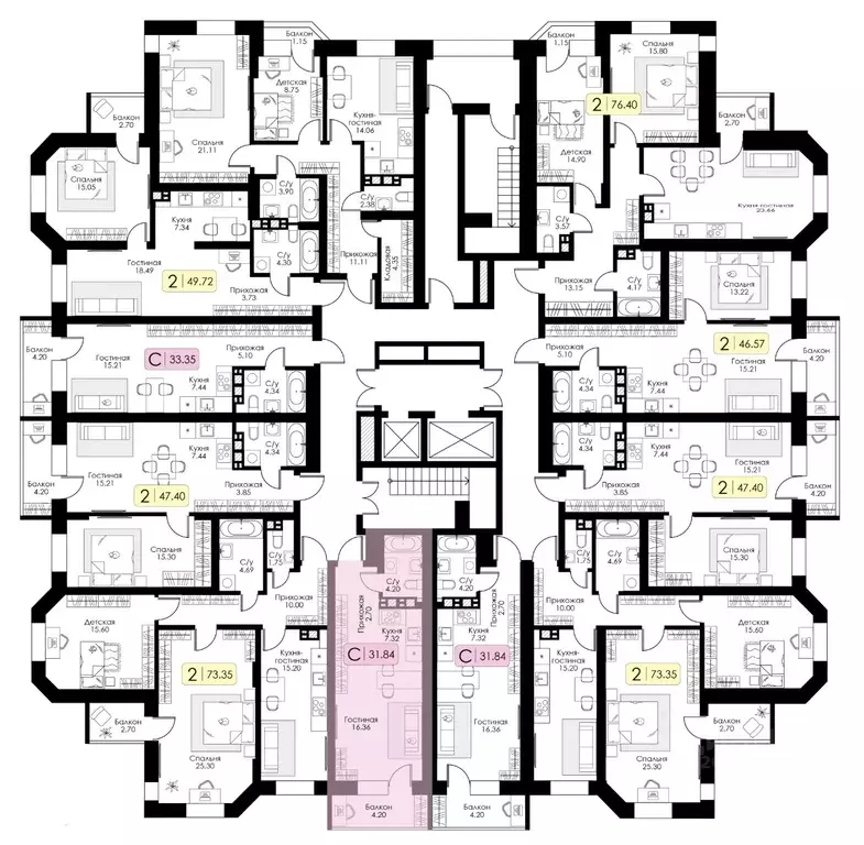 Студия Тверская область, Тверь Урбан Парк жилой комплекс (31.84 м) - Фото 1