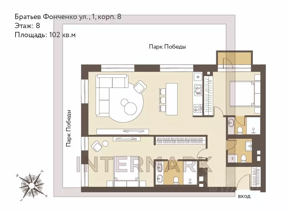 3-к кв. Москва ул. Братьев Фонченко, 1к8 (102.0 м) - Фото 2