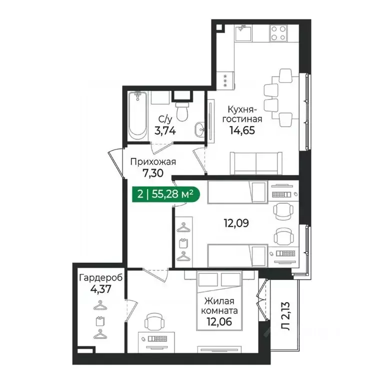 2-к кв. Ленинградская область, Сертолово Всеволожский район, Сертолово ... - Фото 1