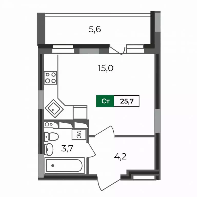 Квартира-студия: Владимир, Сталинградский бульвар, 5 (25.7 м) - Фото 1