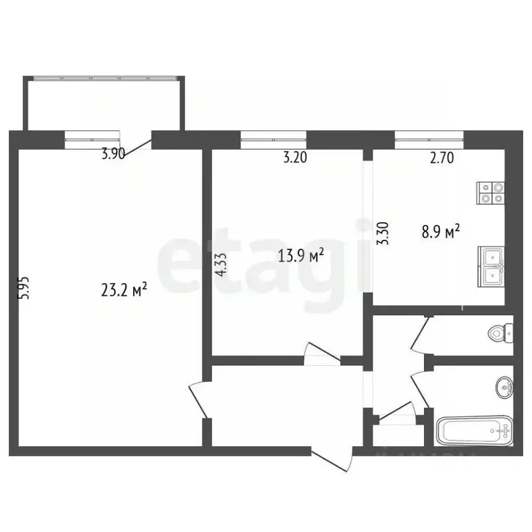 2-к кв. Москва Ленинский просп., 71 (58.0 м) - Фото 2