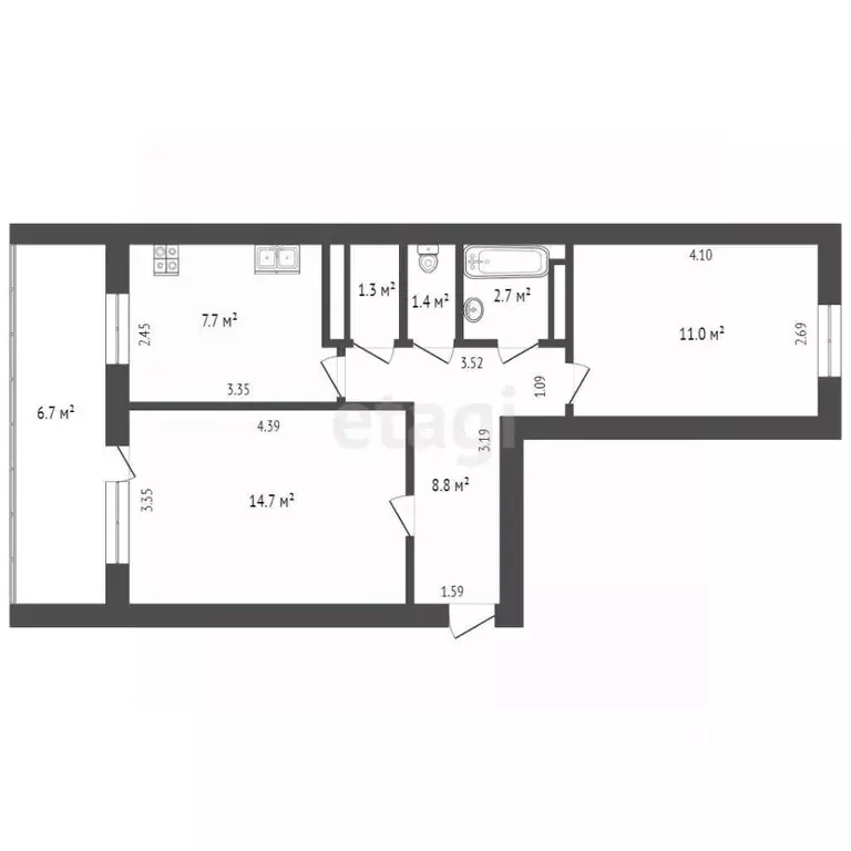 2-к кв. Крым, Сакский район, с. Штормовое ул. Ленина, 2 (47.6 м) - Фото 2