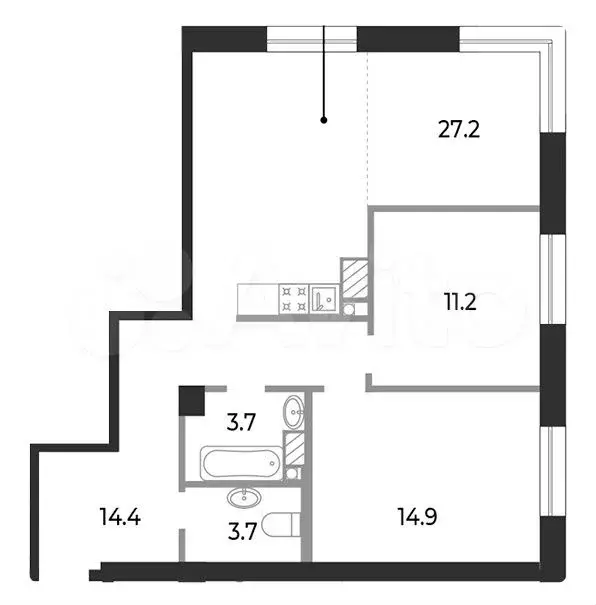 9-к. квартира, 75,1 м, 5/9 эт. - Фото 0