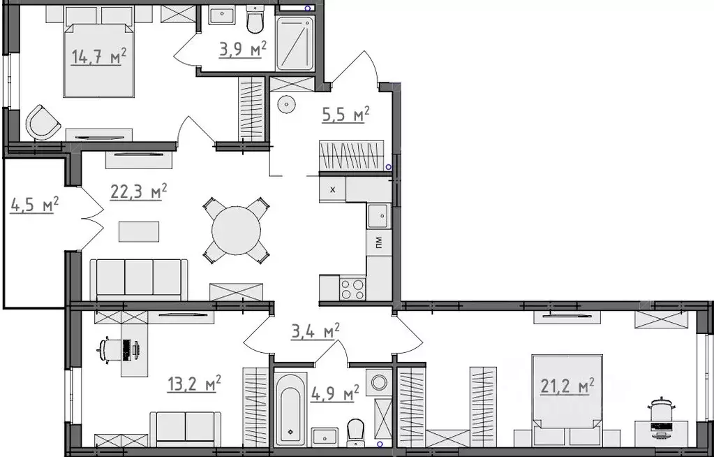 3-к кв. Владимирская область, Владимир Сновицы-Веризино мкр,  (91.35 ... - Фото 2