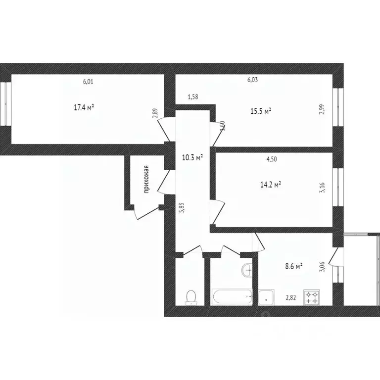 3-к кв. Вологодская область, Вологда Ярославская ул., 31Б (80.0 м) - Фото 1