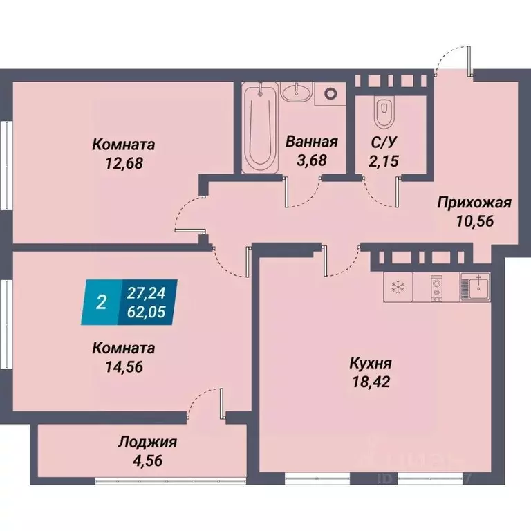 2-к кв. Новосибирская область, Новосибирск Закаменский мкр, 20с (62.05 ... - Фото 0