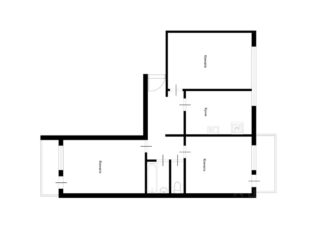 3-к кв. Татарстан, Казань ул. Сибгата Хакима, 60 (64.0 м) - Фото 1