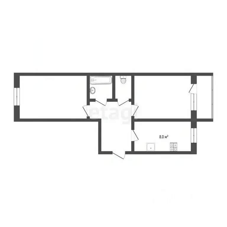 2-к кв. Костромская область, Кострома ул. Ивана Сусанина, 32А/79 (54.0 ... - Фото 1