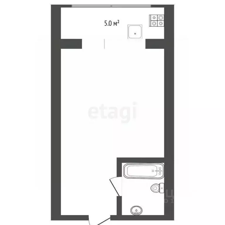 Студия Тюменская область, Тюмень Шаимский проезд, 9 (15.2 м) - Фото 2