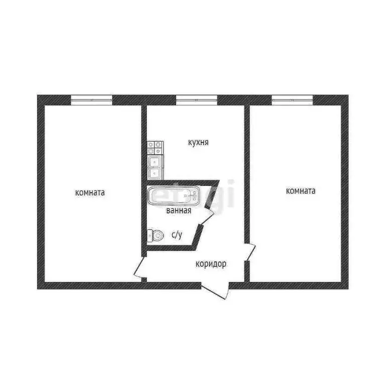 Квартира, 2 комнаты, 44.1 м - Фото 0