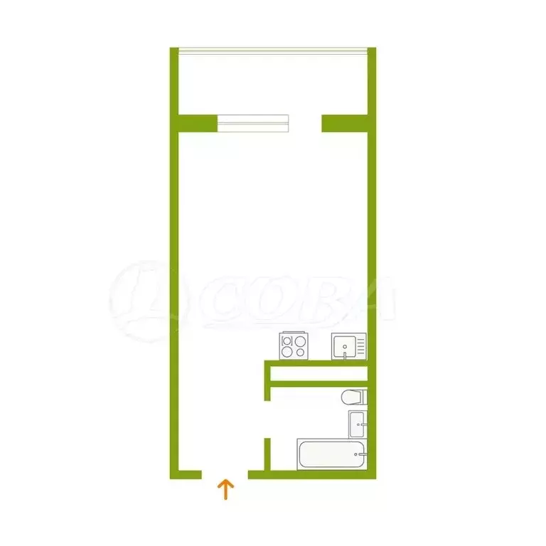Квартира-студия: Тюмень, улица Тимофея Чаркова, 28 (24.6 м) - Фото 2