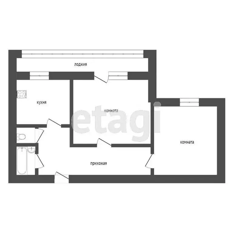 2-комнатная квартира: Курган, улица Радионова, 54 (47.8 м) - Фото 0