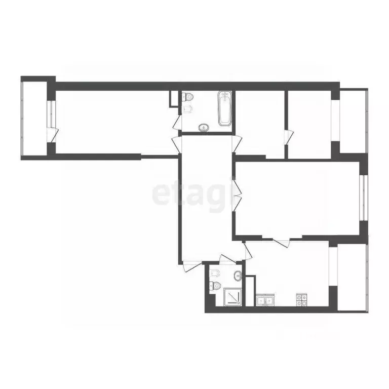 3-к кв. Тюменская область, Тюмень ул. Малыгина, 90 (129.4 м) - Фото 2