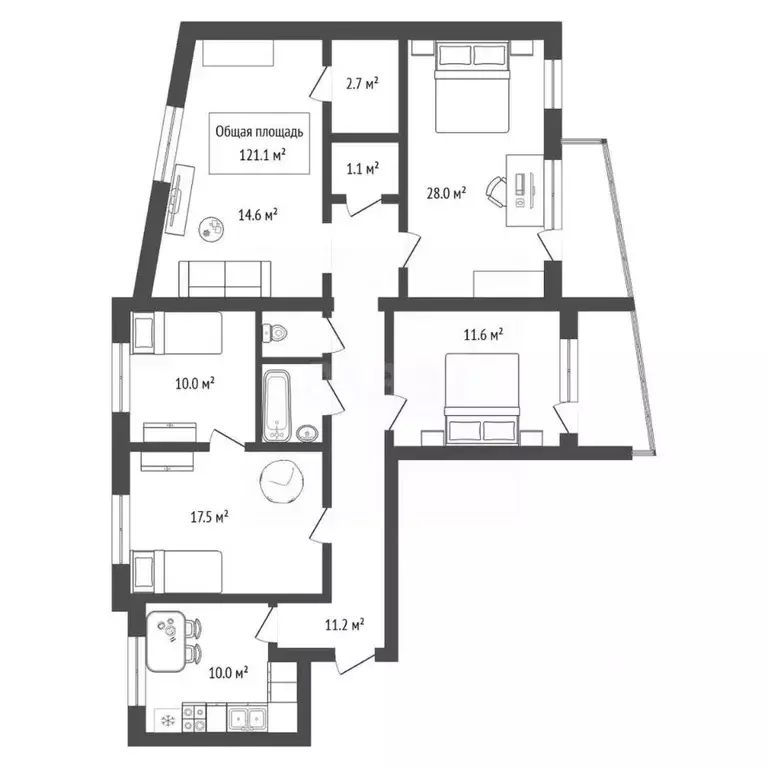 5-к кв. Новосибирская область, Бердск ул. Максима Горького, 2 (121.1 ... - Фото 2