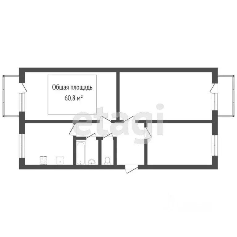 3-к кв. Томская область, Томск Учебная ул., 3/2 (60.5 м) - Фото 2
