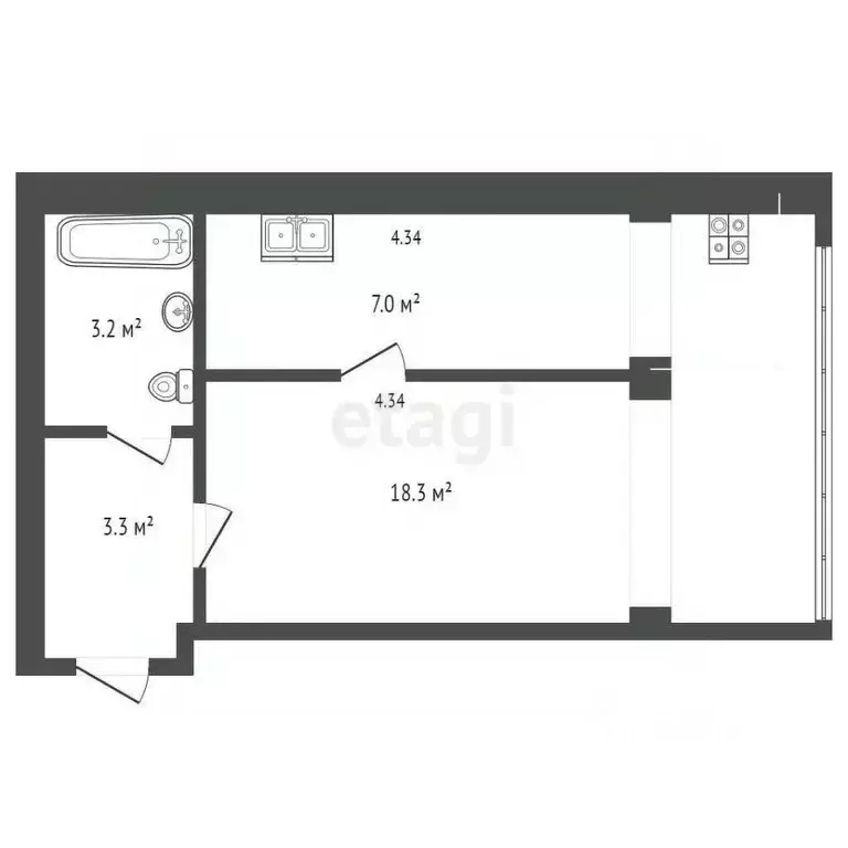 Студия Ростовская область, Ростов-на-Дону 2-я Баррикадная ул., 4 (33.5 ... - Фото 2