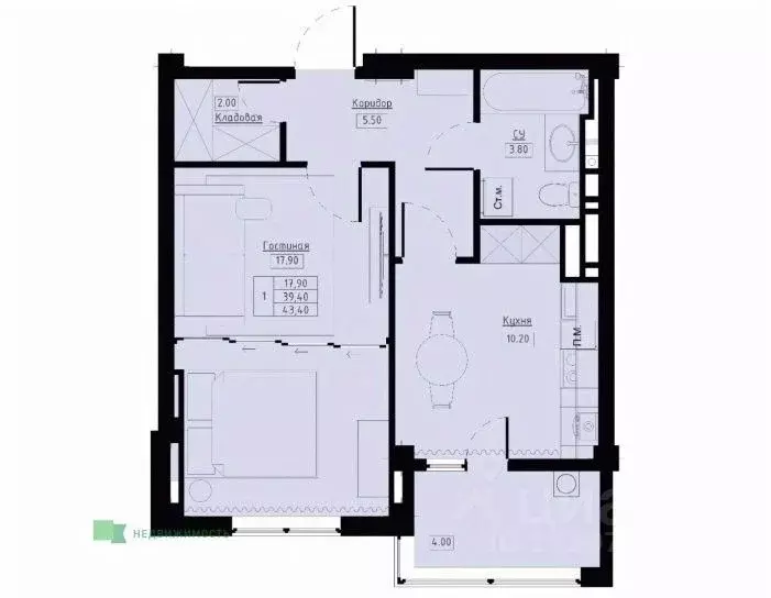 1-к кв. Ставропольский край, Ставрополь Полевая ул., 178стр1 (43.4 м) - Фото 1