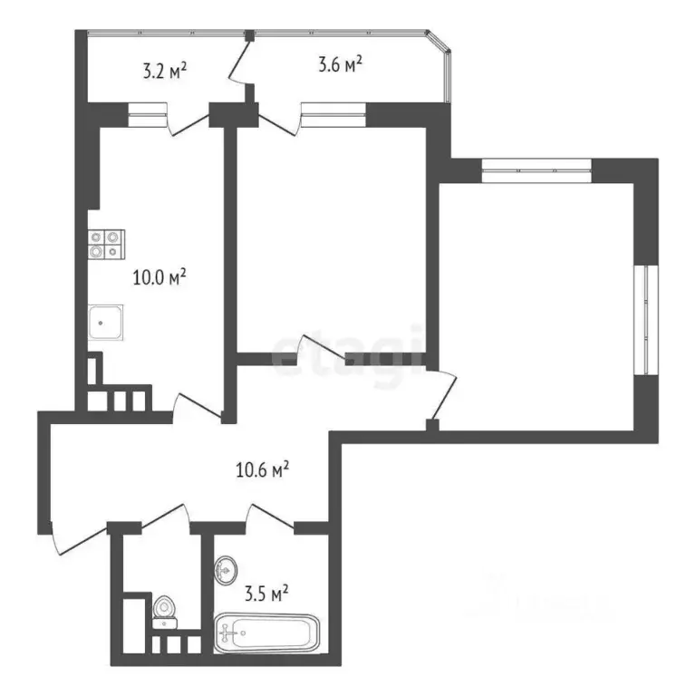 2-к кв. Крым, Симферополь ул. Индустриальная (52.2 м) - Фото 1