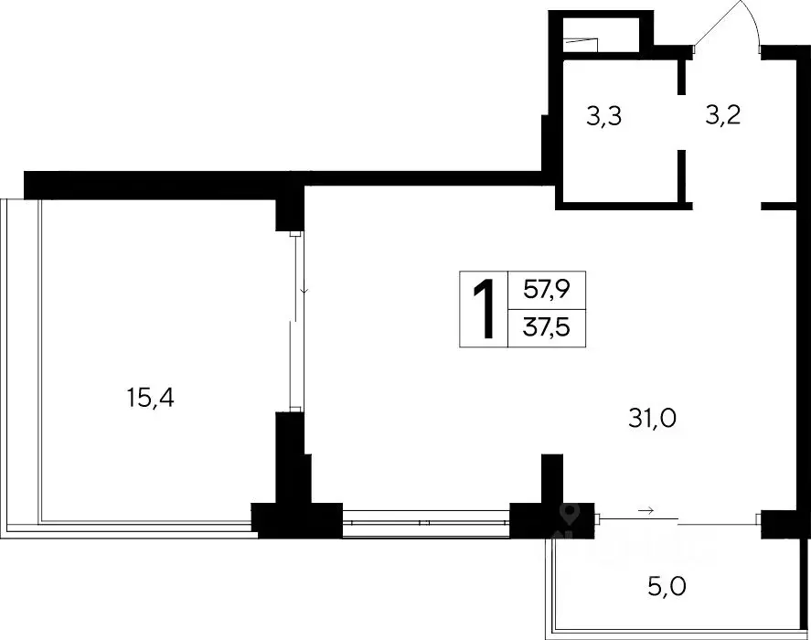 1-к кв. Крым, Евпатория Курортный кв-л,  (57.9 м) - Фото 1