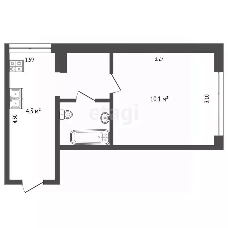 1-к кв. Тюменская область, Тюмень Микрорайон мыс, ул. Ермака, 26 (21.9 ... - Фото 0
