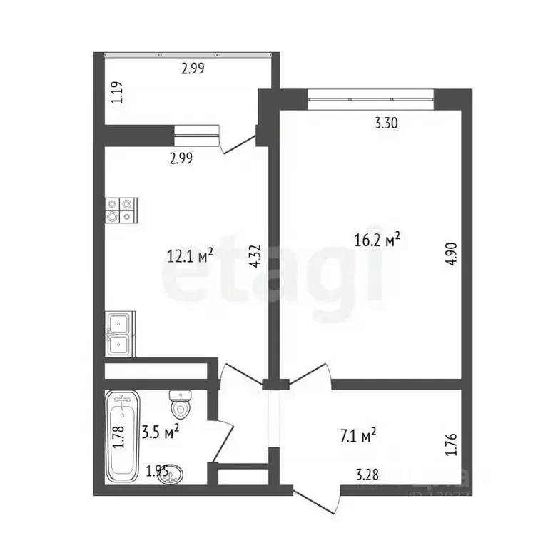 1-к кв. Тюменская область, Тюмень ул. Василия Подшибякина, 19 (38.9 м) - Фото 2