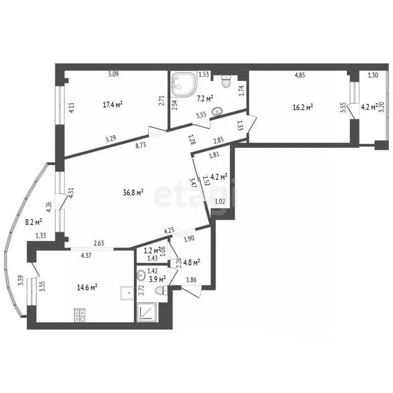 3-к кв. Самарская область, Самара Парковый пер., 5 (106.3 м) - Фото 2